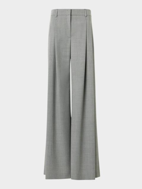 AKRIS Cassie Pleated Wool Wide-Leg Pants