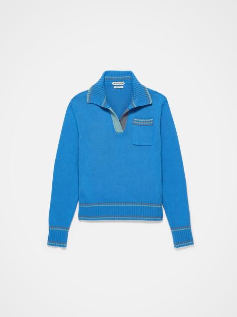 JW Anderson MENS SHRUNKEN POLO JUMPER IN CORNFLOWER BLUE