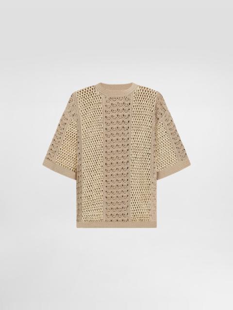 Dolce & Gabbana Round-neck cotton and viscose crochet top