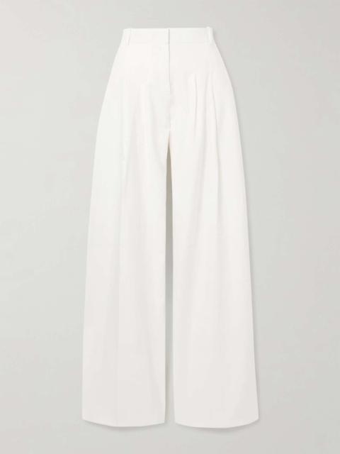 NINA RICCI Pleated cotton and linen-blend wide-leg pants