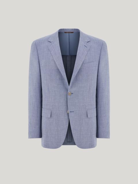 Canali LIGHT BLUE WOOL, SILK AND LINEN REGULAR-FIT JACKET