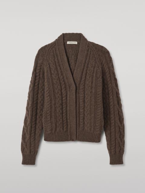 Johnstons of Elgin Mabel Brown Aran Cable Cardigan
