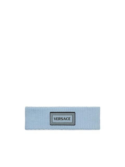 VERSACE ribbed logo patch headband