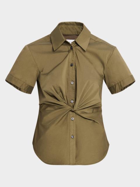 TANYA TAYLOR Oakey Short-Sleeve Twist Top