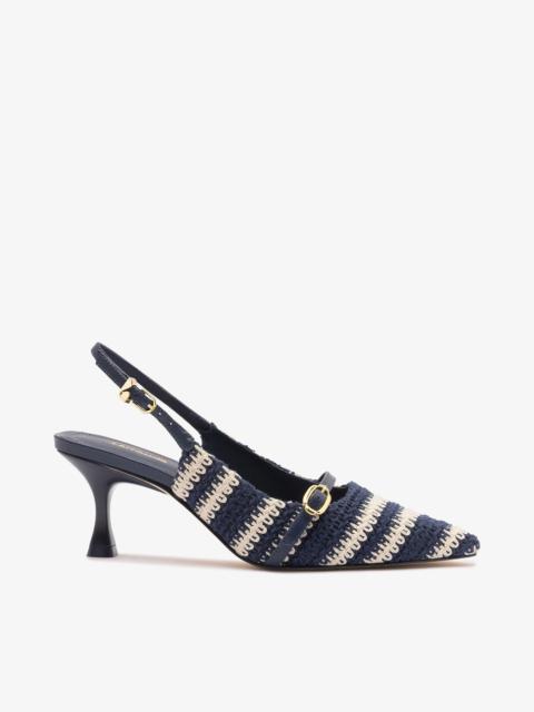 Larroudé Ines Crochet Pump Striped Navy