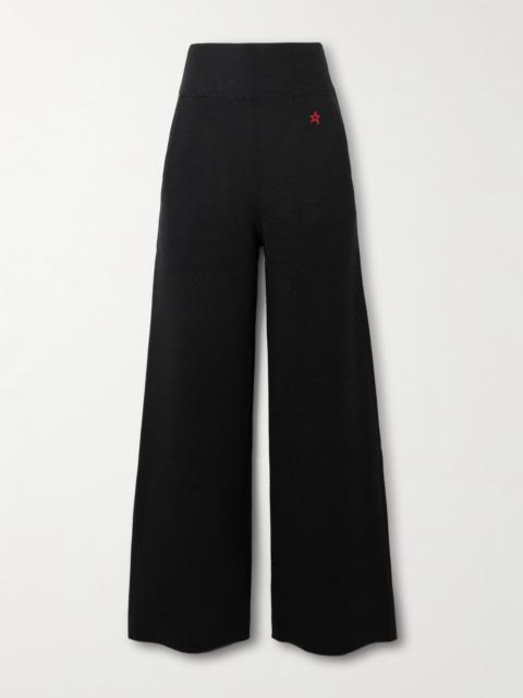 PERFECT MOMENT Embroidered Knitted Wool Wide-leg Pants