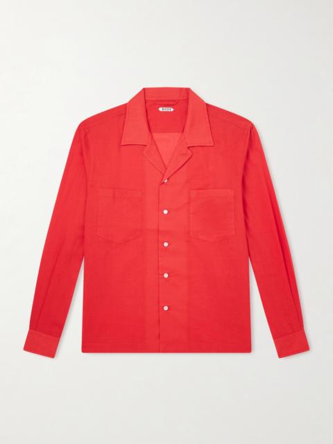 BODE Camp-Collar Embroidered Cotton-Voile Shirt