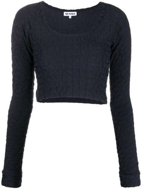 Sunnei embossed logo-print cropped top