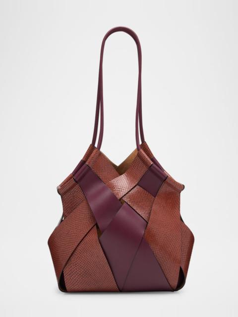 ULLA JOHNSON Charlotte Woven Snake-Print Leather Tote Bag