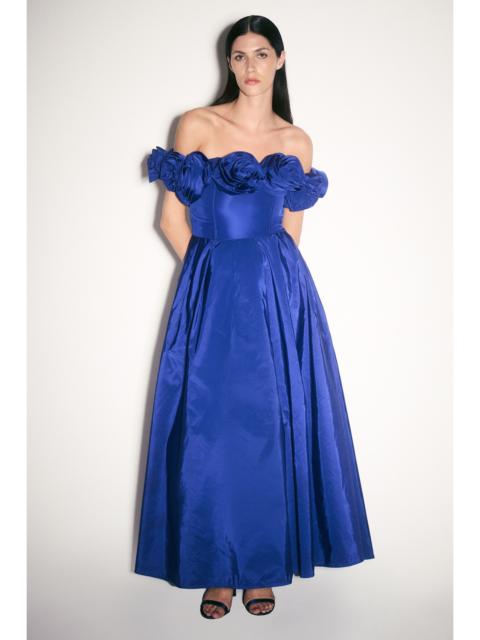 KAREN MILLEN Drama Taffeta Rosette Woven Maxi Prom Dress