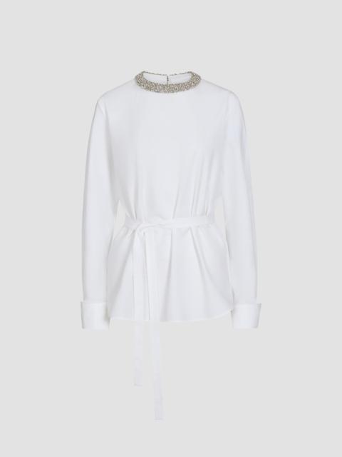 TWP Women's Crystal-Embellished Tie-Waist Top - White