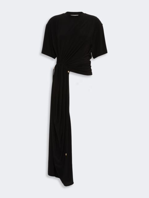 Sportmax GERANIO Short-sleeved draped jersey top - BLACK