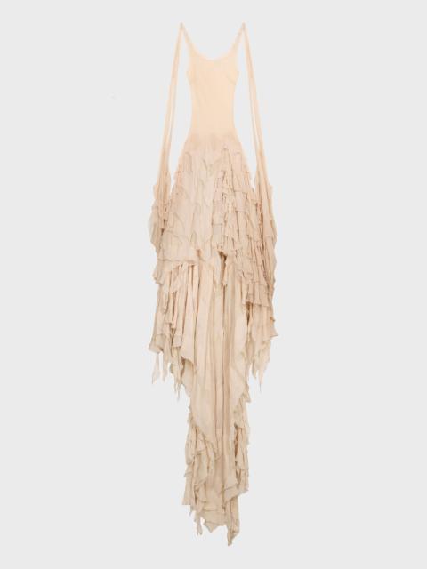 Blumarine LONG GEORGETTE DRESS WITH SCALLOPED RUFFLES
