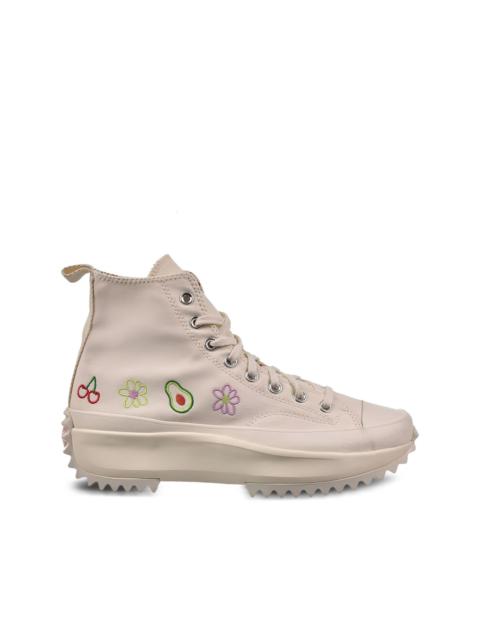 Converse Run Star Hike Platform Hi "Embroidered Fruits & Florals - Beige" sneakers