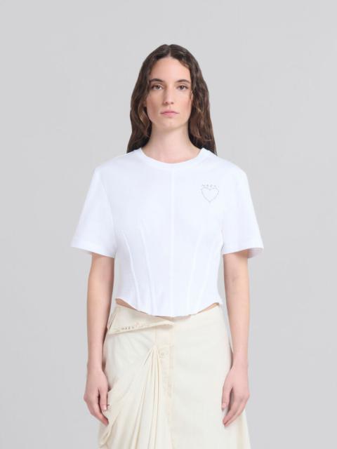 Marni WHITE ORGANIC JERSEY CORSET T-SHIRT