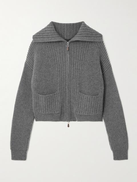 arch4 Nara Ribbed Cashmere Zip-up Cardigan