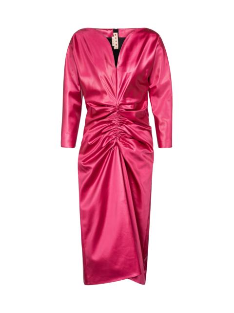 Marni Ruched satin midi dress