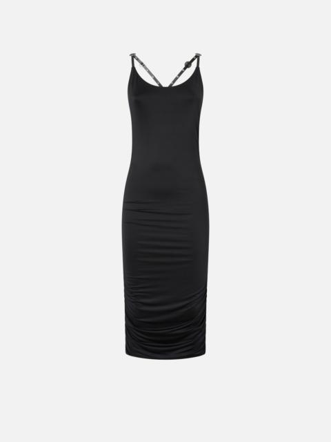 PINKO SHINY MIDI DRESS WITH CROSSED SHOULDER STRAPS