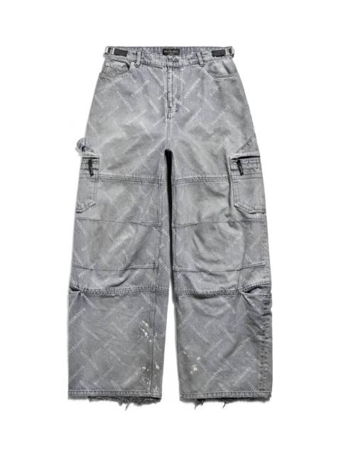 BALENCIAGA Bal Diagonal Allover Cargo Pants in Light Blue