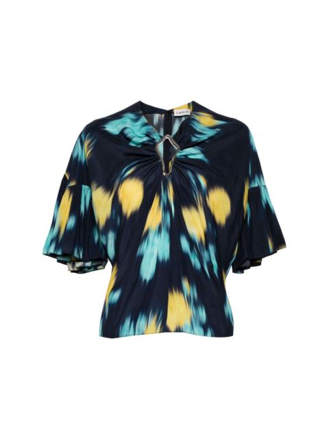 Lanvin floral-print ruffled blouse