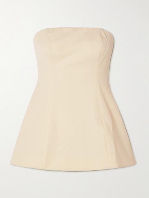 STAUD Silvia Strapless Twill Peplum Top