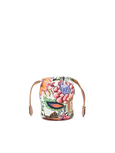 floral-print bucket bag