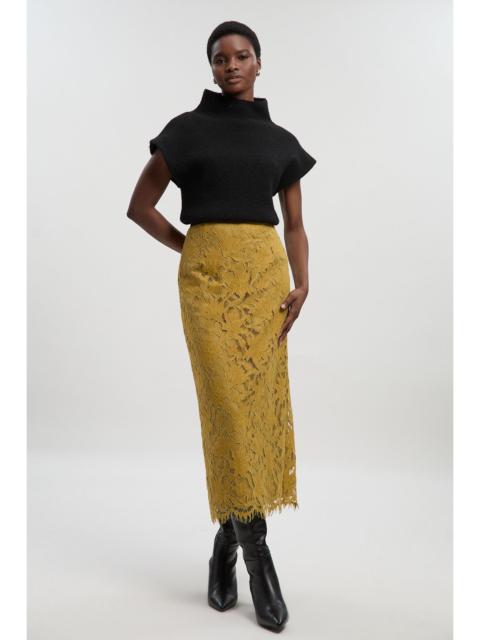 KAREN MILLEN Lace With Black Taping Woven Midi Skirt