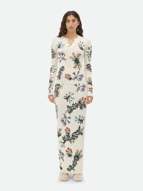 Bottega Veneta Wool Flowers Long Skirt