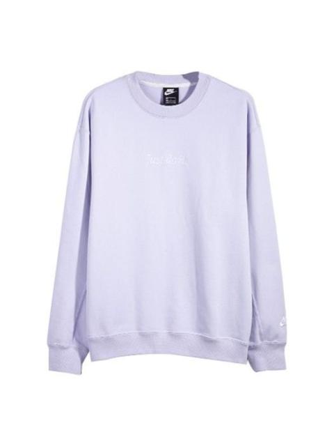 Nike Nike Crw Flc Hwywt Just Do It Embroidered Small Label Round Neck Purple Lavender CD0415-539