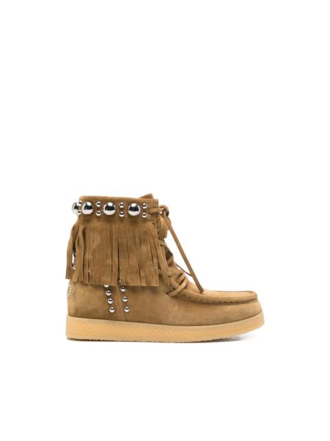 Valentino fringed-upper studded ankle boots