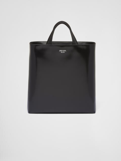 Brushed leather tote with water bottle