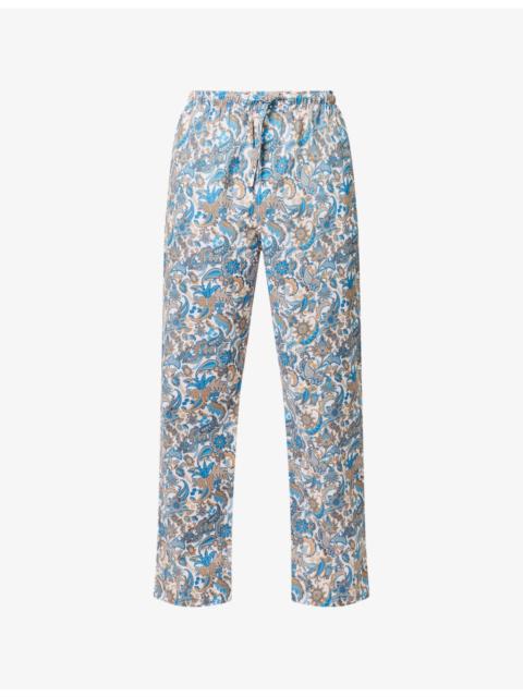 Derek Rose Floral Straight-Leg Cotton-Poplin Trousers