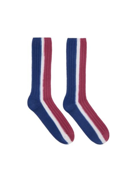 sacai Red & Navy Vertical Dye Socks