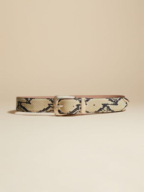 KHAITE The Bruno Belt in Natural Python-Embossed Leather with Silver