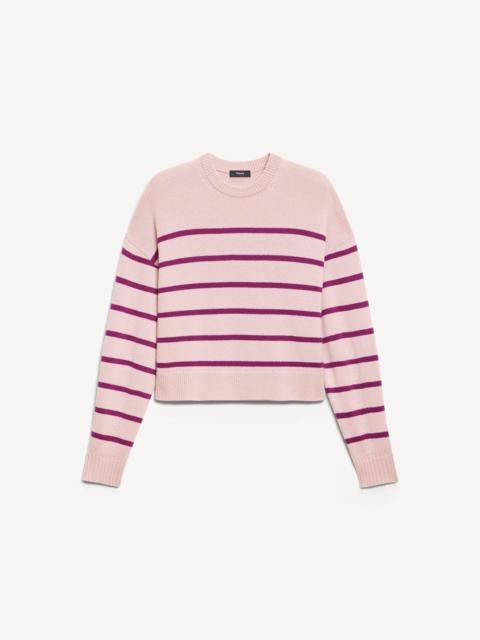 Theory Striped Crewneck Sweater in Cashmere