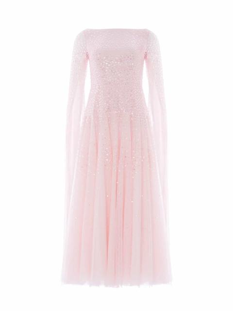 Needle & Thread Sunrise Sequin Cape Sleeve Ankle Gown