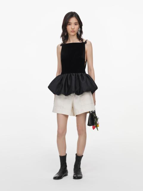 self-portrait Black Velvet Bubble Hem Top