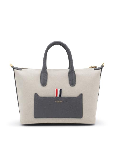 Thom Browne natural canvas and leather tote bag