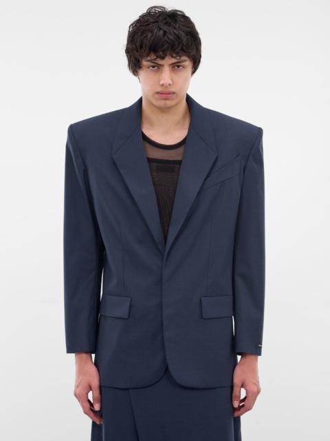 MUGLER Blue Oversized Wool Blazer