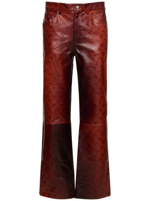 Airbrushed leather wide leg pants