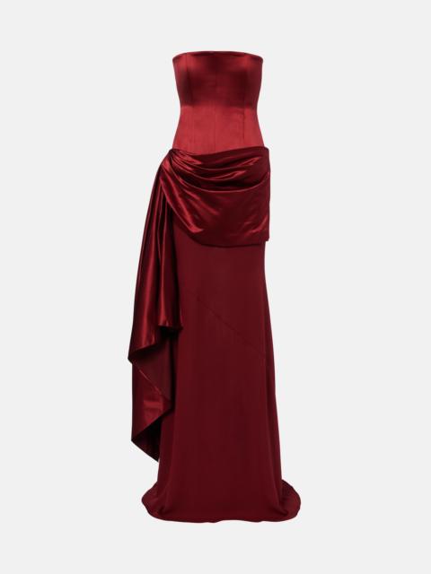 ALEX PERRY Draped silk corset gown