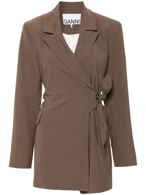 GANNI knot-belt wrap blazer