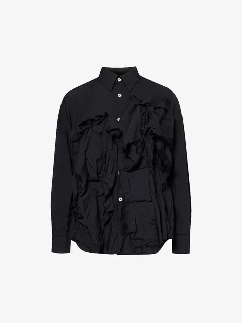 Ruffled raw-trim woven shirt