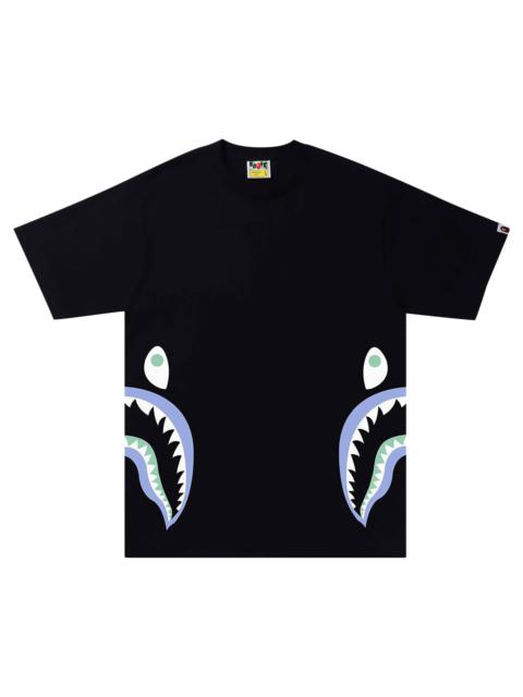A BATHING APE® BAPE Bleached Check Side Shark Tee 'Black