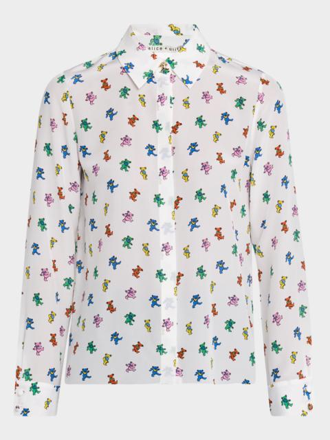 Alice + Olivia Rainbow Bears Willa Placket Top