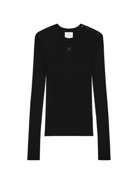 logo-embroidered ribbed jumper