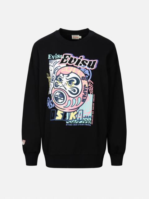 EVISU DARUMA AND LOGO PRINT AND EMBROIDERY OVERSIZED SWEATSHIRT