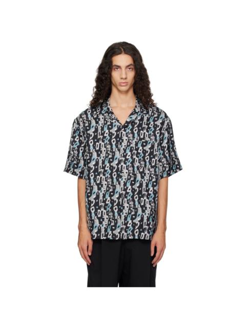 Lanvin Gray & Black Printed Shirt