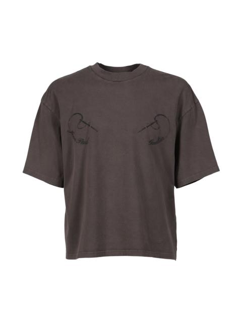 Jean Paul Gaultier COTTON OVERSIZED TEE EMBROIDERED "NEEDLS JEAN PAUL GAULTIER" / DARKGRY