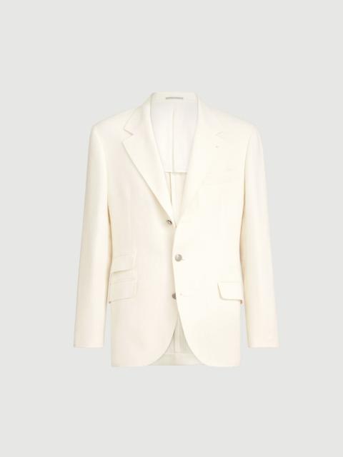 Brunello Cucinelli Silk, linen and wool hopsack deconstructed Cavallo blazer with metal buttons